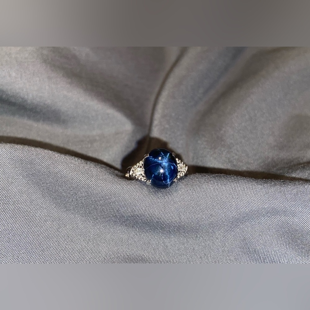 Oscar Friedman 8.95cttw Star Sapphire & Diamond Ring, Size 6.5